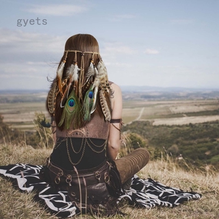 Băng Đô Cài Tóc Đính Lông Vũ Phong Cách Bohemian