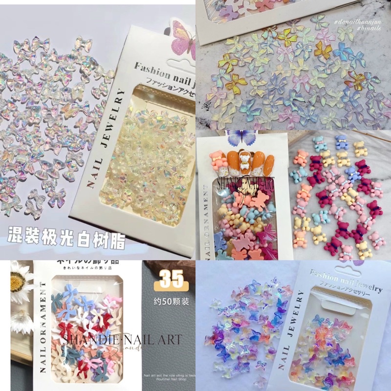 Set charm nơ trang trí móng - phụ kiện nail