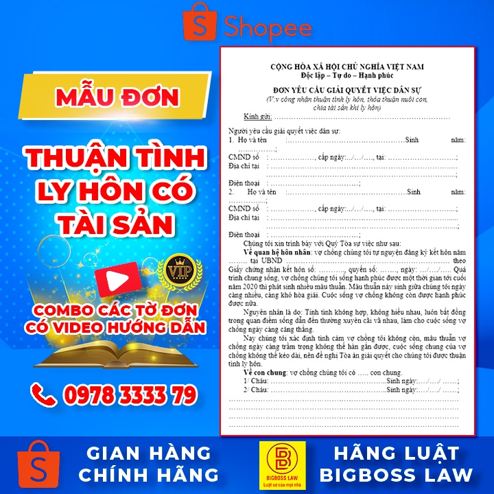 Mẫu đơn ly hôn thuận tình có tài sản chuẩn mới nhất + kèm video luật sư hướng dẫn viết đơn, hồ sơ, thủ tục ly hôn