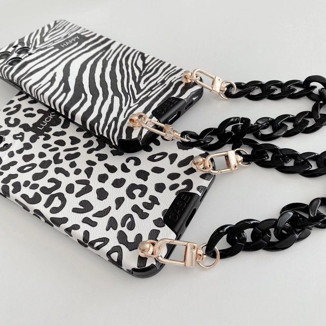 Ốp điện thoại mềm họa tiết ngựa vằn/da báo kèm chuỗi dây cho IPhone 12pro Max 11 pro Max X XS XR XSMAX 7 8 Plus | BigBuy360 - bigbuy360.vn