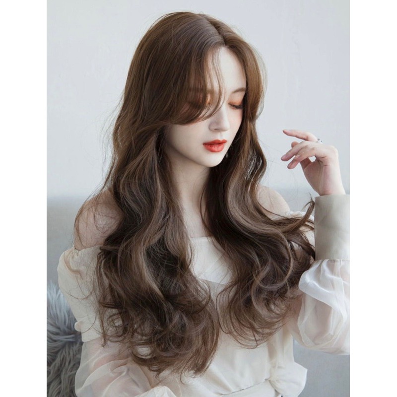 Tóc giả nguyên đầu nữ xoăn không mái đẹp ❤️FREESHIP😍 cả đầu xoăn dài 2 mái bay- mã 2201