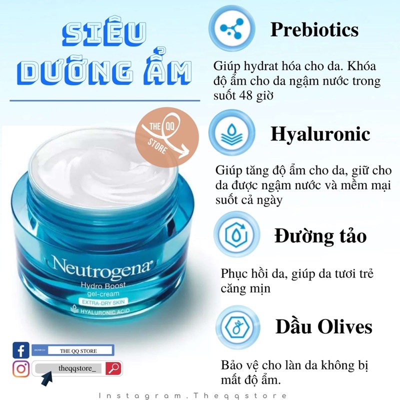 Kem Dưỡng Ẩm Neutrogena Hydro Boost Water Gel, Emulsion, Gel Cream, Emulsion cho da dầu và da khô