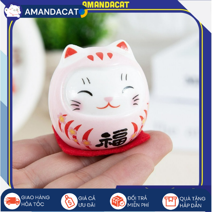 [Hàng sẵn] Tượng trang trí thần tài hình m.èo may mắn thu hút tài lộc loại to 5cm - Chất liệu từ gốm sứ cao cấp