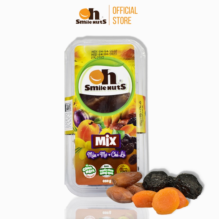 Mix Trái Cây Khô Smile Nuts hộp 350g (Chà là Tunisia, Mận Chile và Mơ Thổ Nhĩ Kỳ)