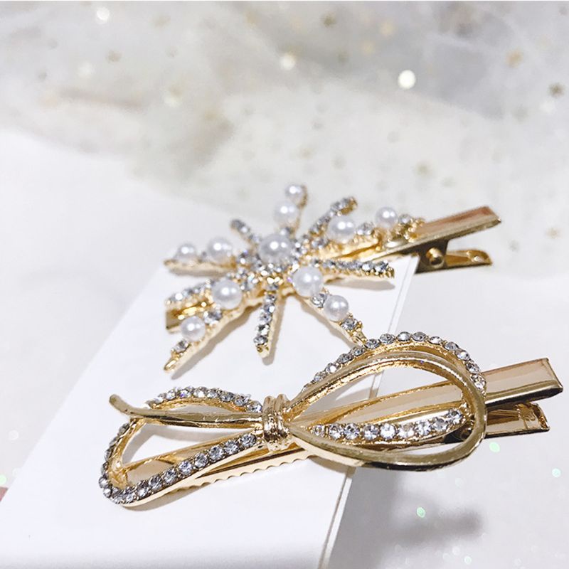 Kẹp Tóc Cá Sấu Đính Đá / Ngọc Trai / Ngôi Sao Bằng Hợp Kim Phong Cách Hàn Quốc Cho