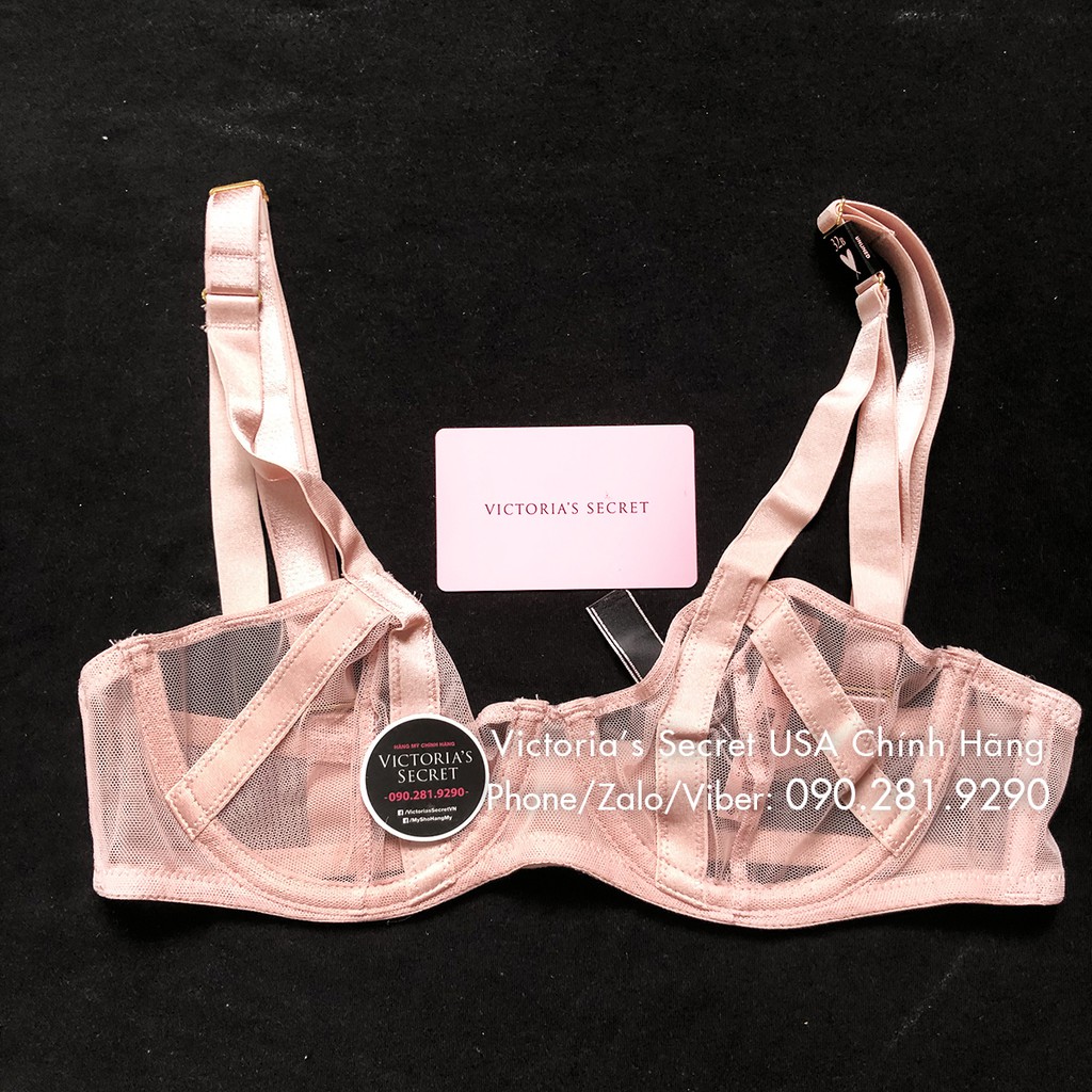 (32B/B70 - Bill Mỹ) - Áo ngực hồng lưới (73) không mút, Luxe Lingerie, Demure Pink - Victoria's Secret USA