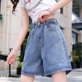 Quần short denim lưng cao phong cách Hàn Quốc