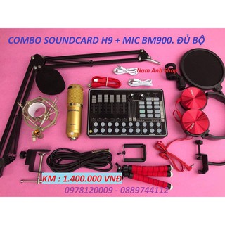 [ RẺ VÔ ĐỊCH ] BỘ THU ÂM BM900 + SOUNDCARD H9 - K9 CHÍNH HÃNG. ĐẦY ĐỦ - TẶNG TAI NGHE SONY + KẸP ĐIỆN THOẠI
