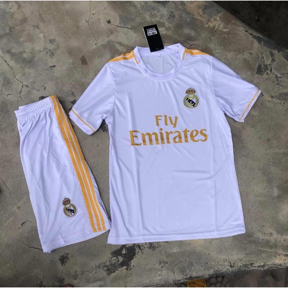 Bộ Quần Áo Bóng Đá Real Trắng Mới Nhất 2021-2022 (Miễn Phí In Tên Số ) - Quần Áo Đá Banh Mới Nhất