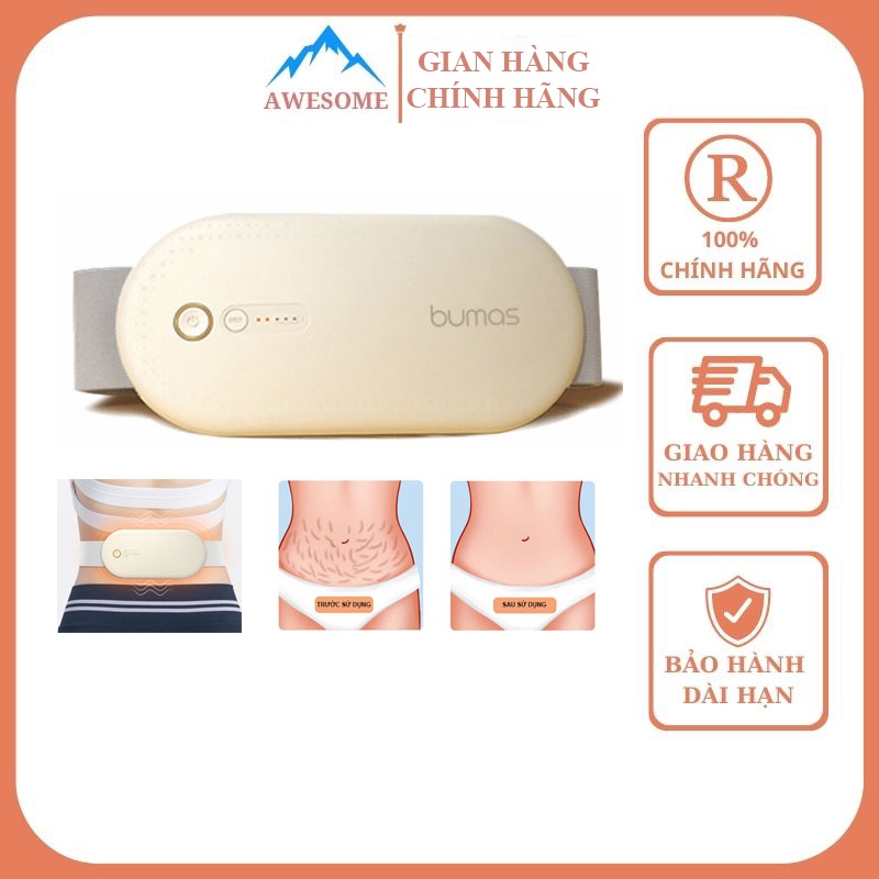 Máy massge bụng chườm ấm Bumas BU01, giảm đau bụng, đau lưng, xóa mờ thâm vết rạn,massage bụng giảm mỡ