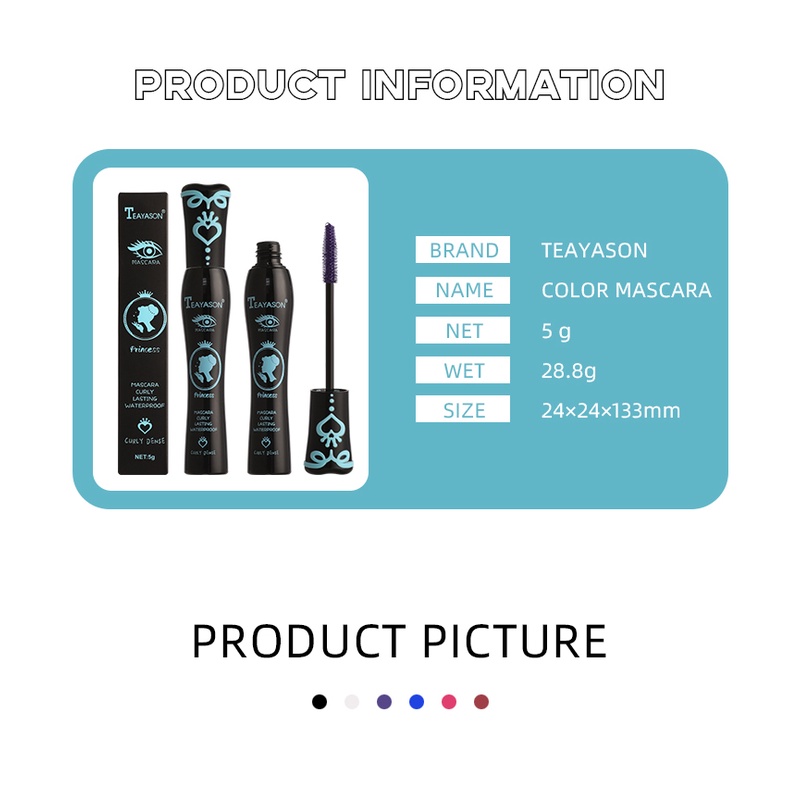 Mascara TEAYASON Chống Thấm Nước Lâu Trôi Không Phai Màu Chuốt Dài Dày Và Cong Mi Tự Nhiên Không Dễ Nhòe