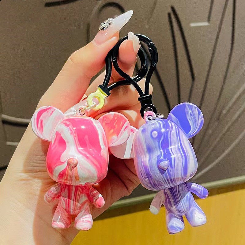 Móc Khóa Bearbrick DIY Tự Đổ Màu Acrylic Pouring Theo Sở Thích Nhiều Màu Siêu Xinh Mã MK-002