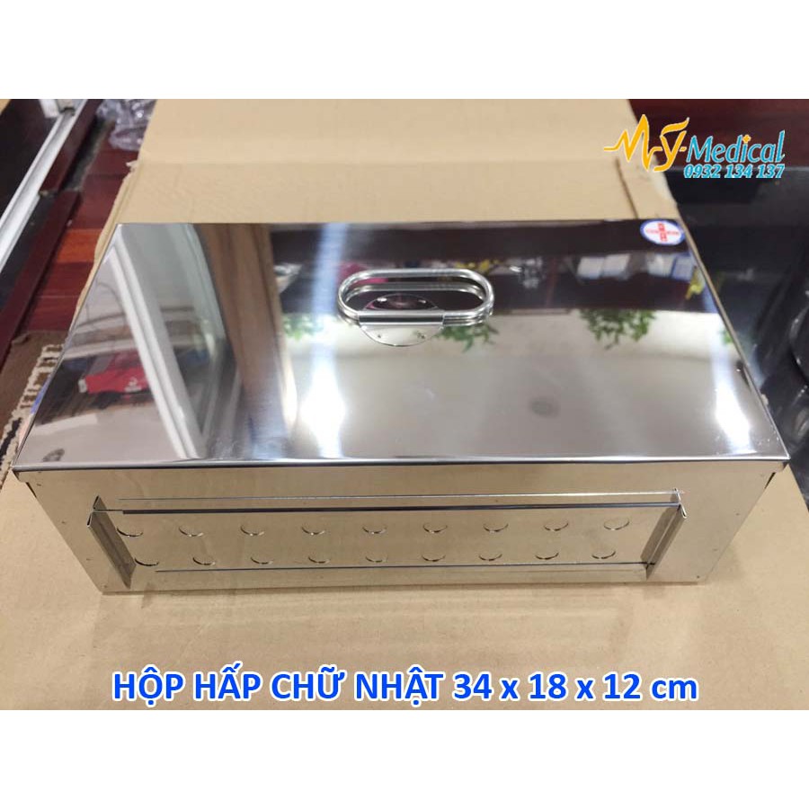 Hộp hấp chữ nhật inox Vinh Tấn 34 x 18 x 12 cm