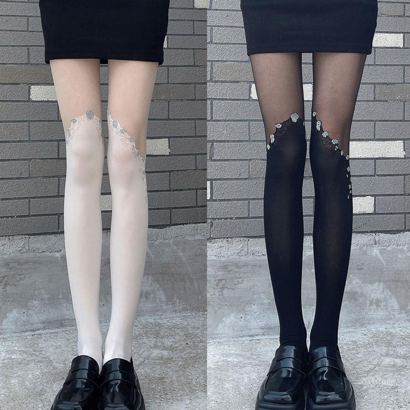 Xixi Quần Tất Họa Tiết Hoa Phong Cách Lolita Nhật Bản Thời Trang