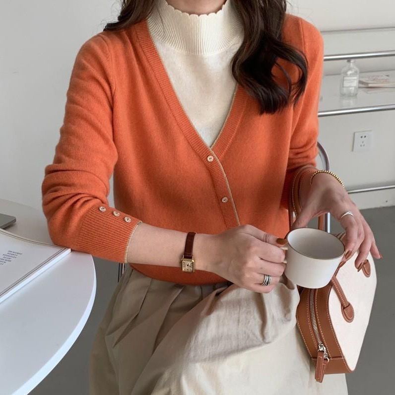 Áo Sweater Cổ Lọ Giả Hai Lớp Màu Sắc Thời Trang Dành Cho Nữ