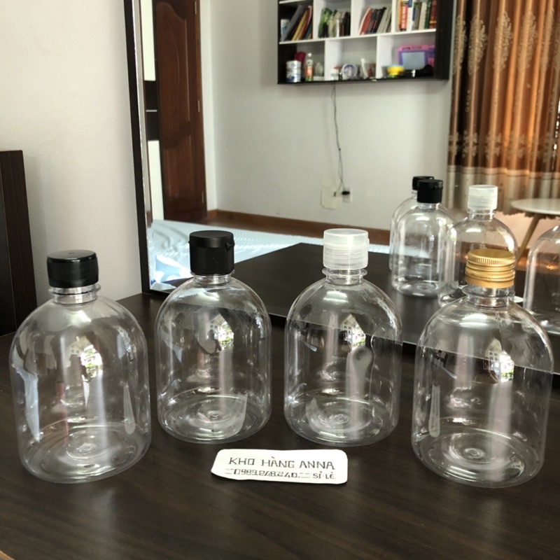 Chai nhựa Lớn Nắp Bật / Nắp vặn / nắp nhôm - Chai Pet 500ml/ 300ml/ 250ml/ 200ml Đủ màu chiết Mỹ phẩm