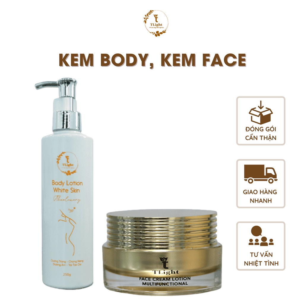 Bộ dưỡng kem face kem body TLight chống nắng dưỡng trắng kiềm dầu ngừa nám cho mọi loại da