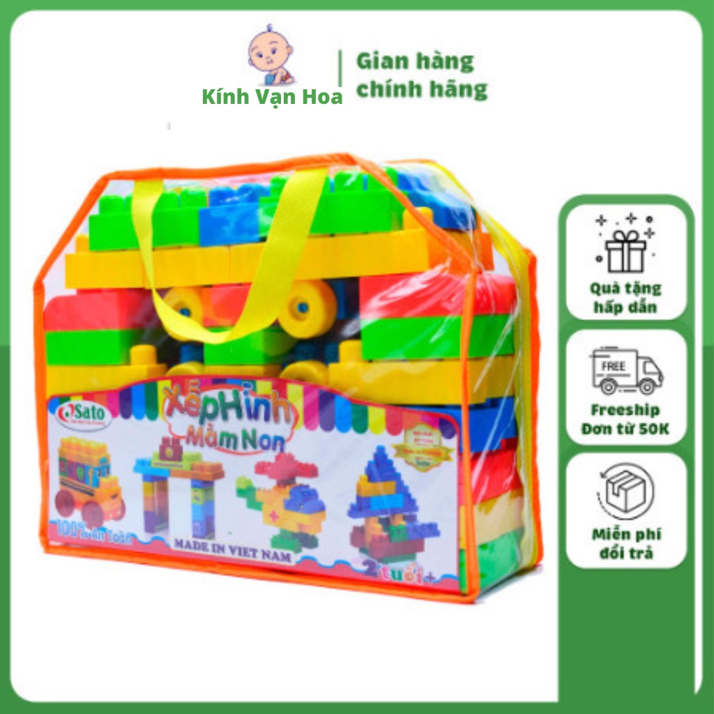 Bộ đồ chơi xếp hình cho bé mầm non 72 chi tiết hàng Việt Nam chất lượng cao an toàn tuyệt đối cho trẻ