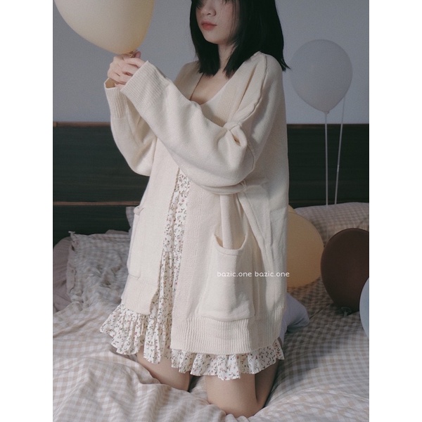 Áo cardigan len form rộng viền trái Bazic one | BigBuy360 - bigbuy360.vn