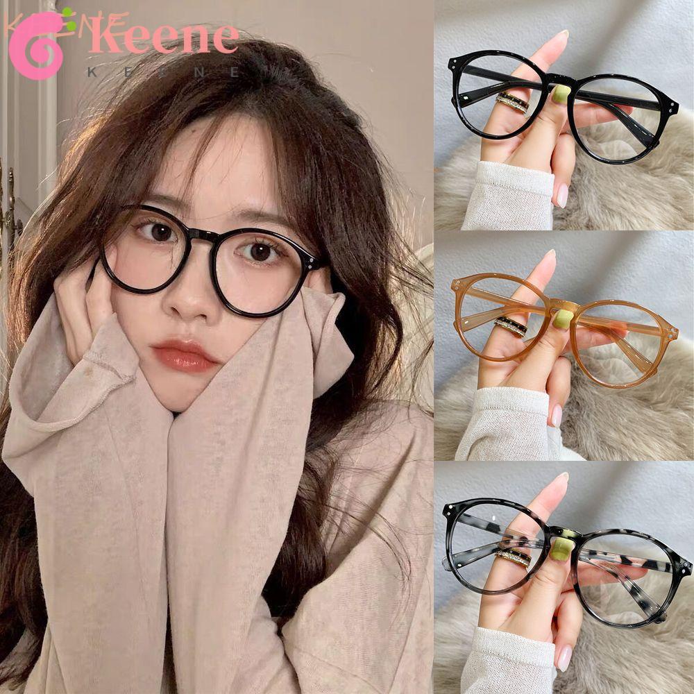 KEENE Myopia glasses-1.0~-4.0 anti-radiation round leopard pattern retro anti-blue glasses fashion Korean style