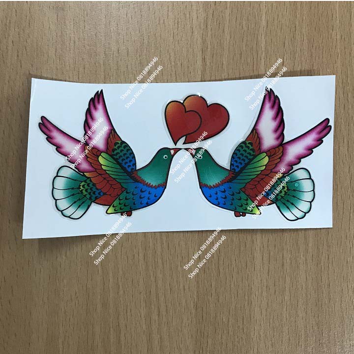 Tem decal dán trang trí xe máy chim ưng, đôi chim hạnh phúc