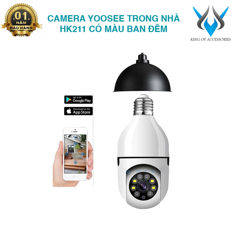 Camera IP Wifi Yoosee HK211 HD 1080P 1.3 Mpx kiểu bóng đèn sang trọng - có hỗ trợ led trợ sáng màu ban đêm (Trắng)