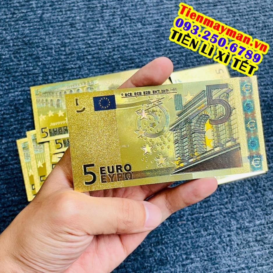 Tờ Tiền Kỉ Niệm 5 EURO Plastic Mạ Vàng Lì Xì Tết May Mắn