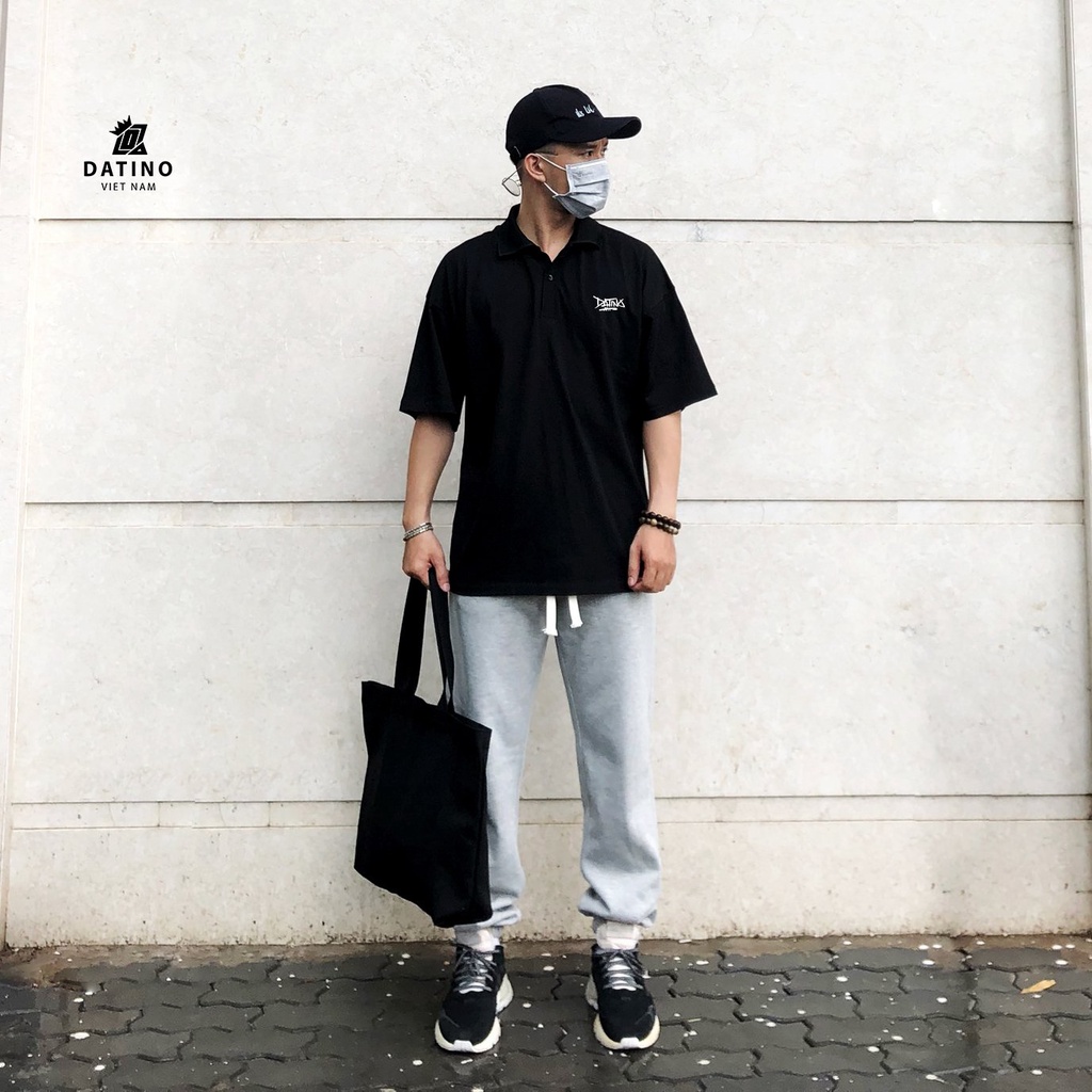 Áo polo Oversize DATINO Signature phông rộng Streetwear tay lỡ 100% cotton 2 chiều định lượng đúng 250gsm