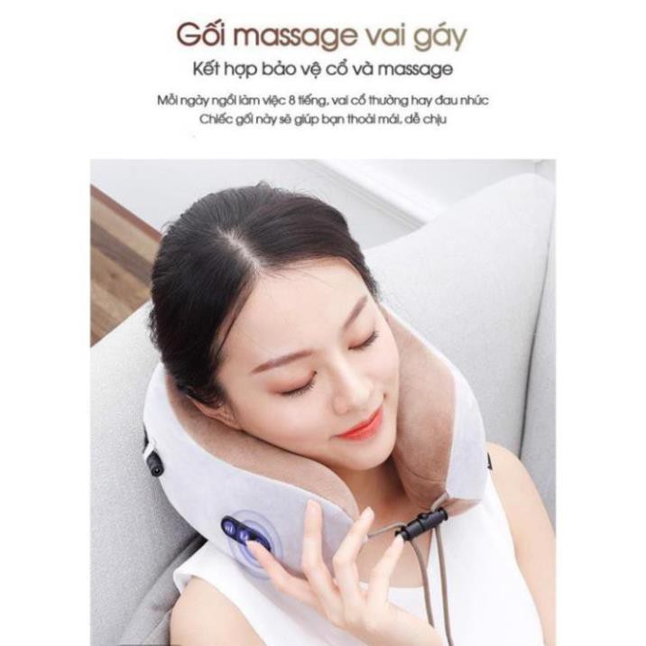 Gối Massage Chữ U - Gối Massage Cổ Vai Gáy Hồng Ngoại Đa Năng