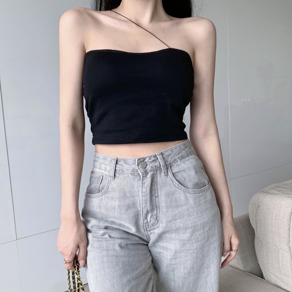 Áo Tank Top Trễ Vai Thiết Kế Đơn Giản Thời Trang Mùa Hè Quyến Rũ Cho Phái Nữ