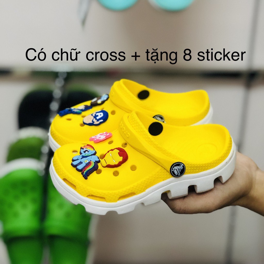 (Trẻ em+Người lớn +Sẵn) Dép sục vàng đế trắng tặng 4 sticker ngẫu nhiên