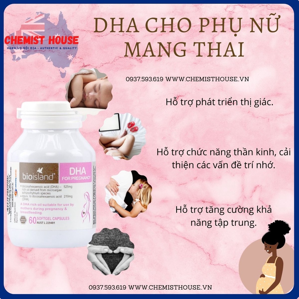 [ Hàng Chuẩn ÚC ] Bio Island DHA - Viên uống bổ sung DHA cho bà bầu 60 viên