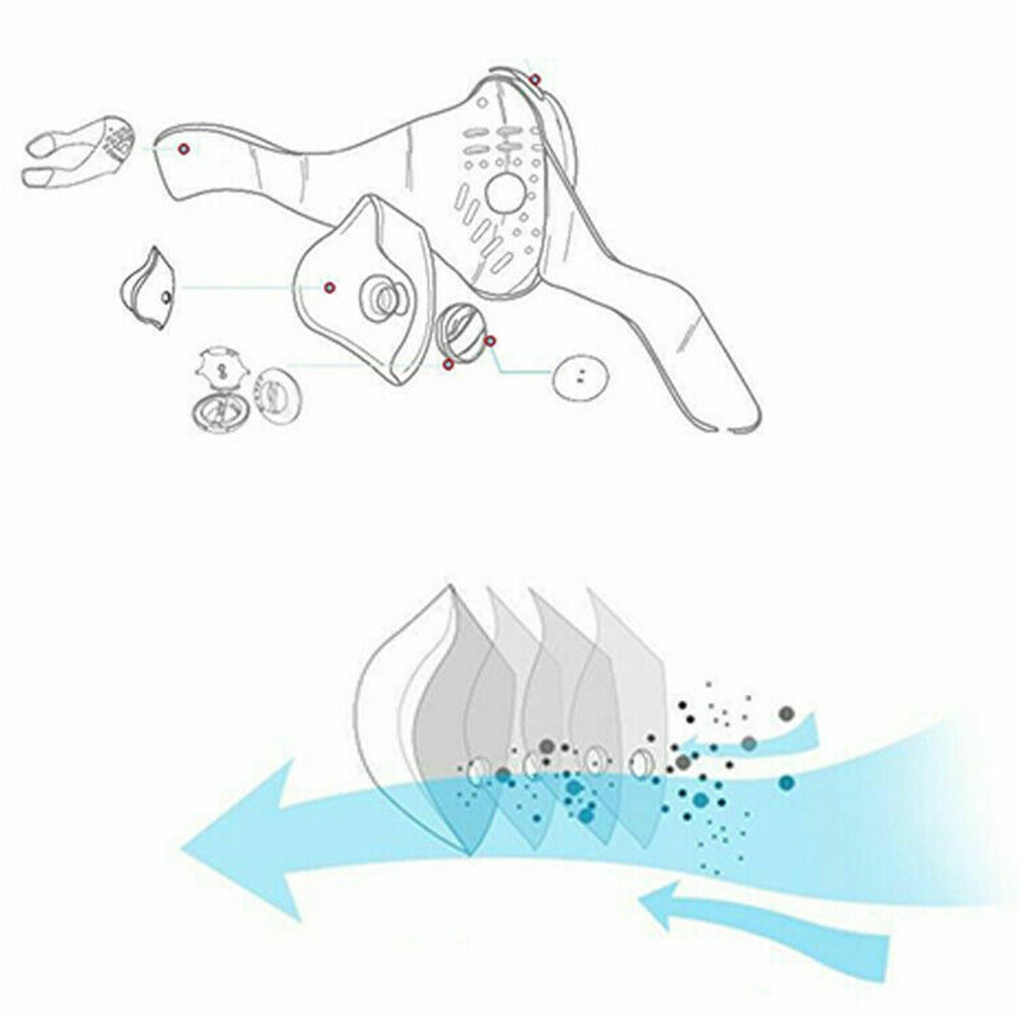 Unisex Adults Cycling Dust Mouth-mask 3 Layers Breathable Anti-dust Anti-haze Reusable Bike Mask