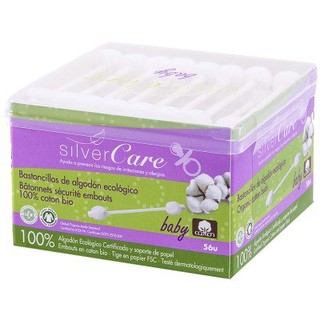 Tăm bông hữu cơ đầu to cho bé Silvercare