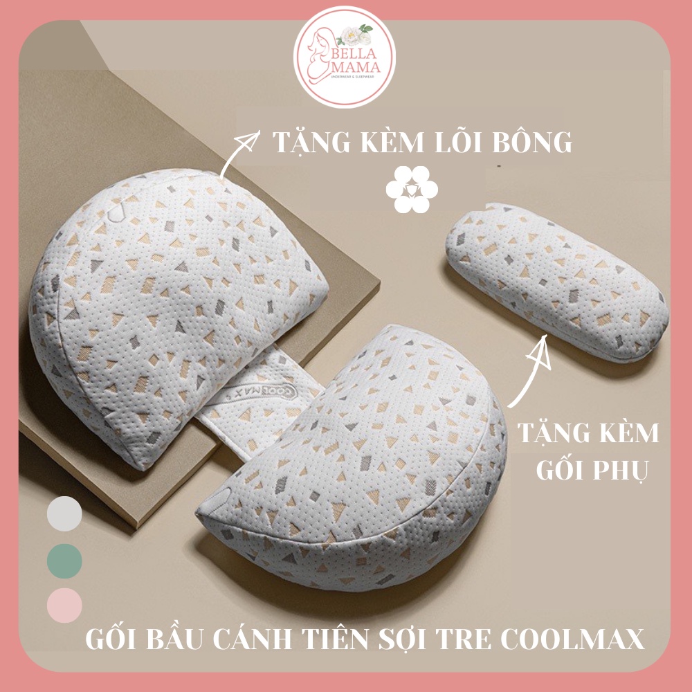 Gối Bầu Cánh Tiên Sợi Tre Cao Cấp Bella Mama Nâng Đỡ Bụng Hỗ Trợ Giảm Đau Lưng Cho Mẹ Bầu Hàng Loại 1 - Gb03