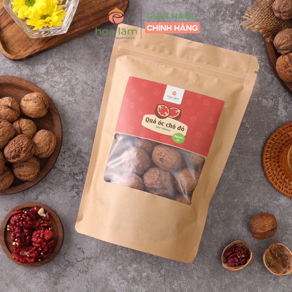 Hạt óc chó đỏ nguyên vỏ sấy khô túi 500g ăn vặt tốt cho mẹ bầu