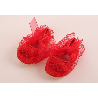 Giày vải nơ ren đầy tháng/ thôi nôi dành cho bé gái 0-12m