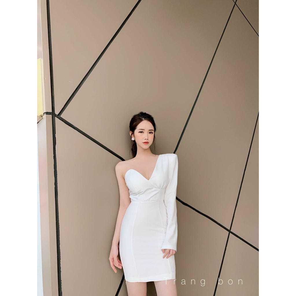(C204)Đầm lệch tay kèm mút ngực kiểu dáng đầm dáng ôm cực đẹp sang chảnh thời trang tinh tế thời thượng cực hót hít | BigBuy360 - bigbuy360.vn