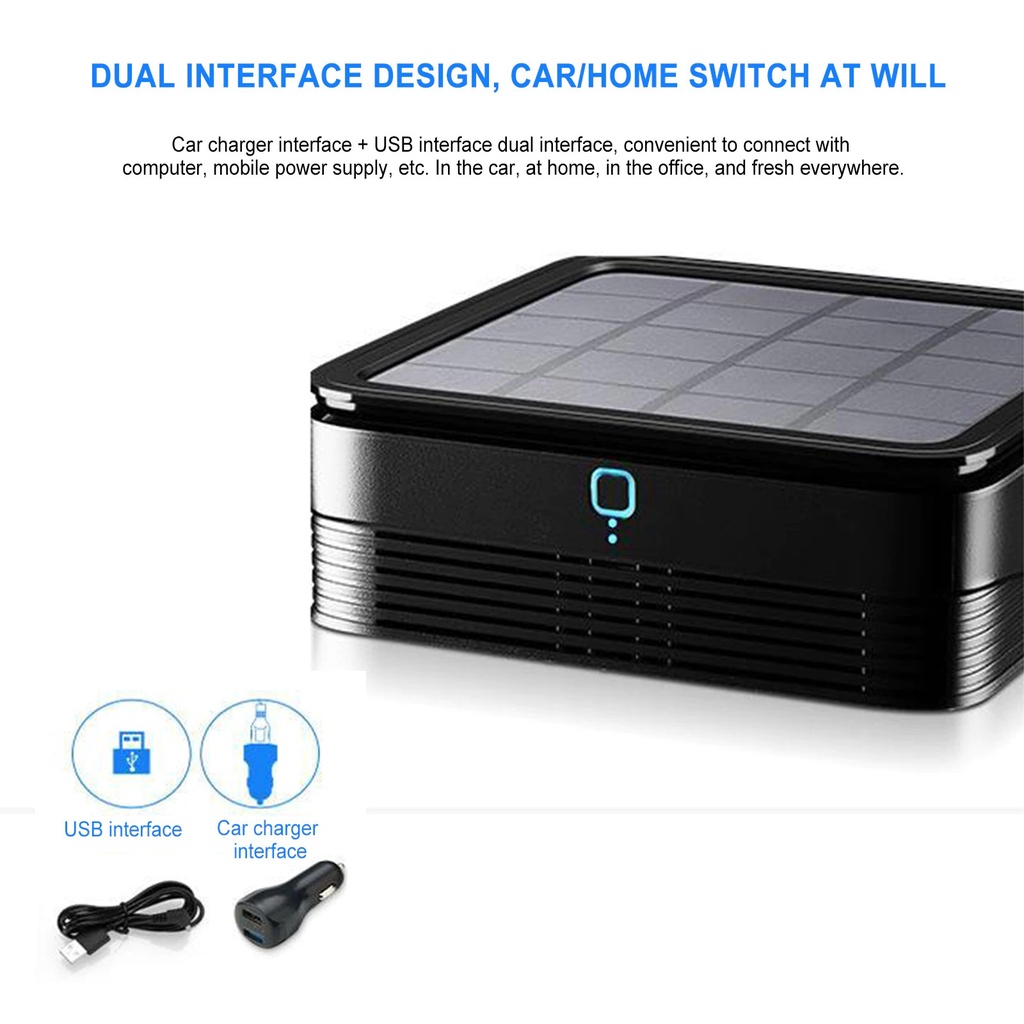 Máy lọc không khí, khử mùi ô tô năng lượng mặt trời Solar USB Car Charger Air Purifier BL-101