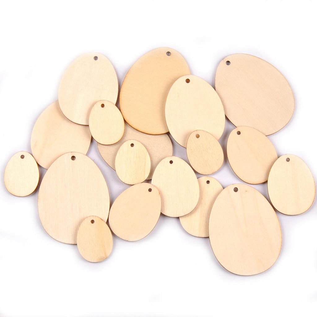 YIYU Phụ Kiện Trang Trí Bằng Gỗ Hình Quả Trứng Phục Sinh DIY