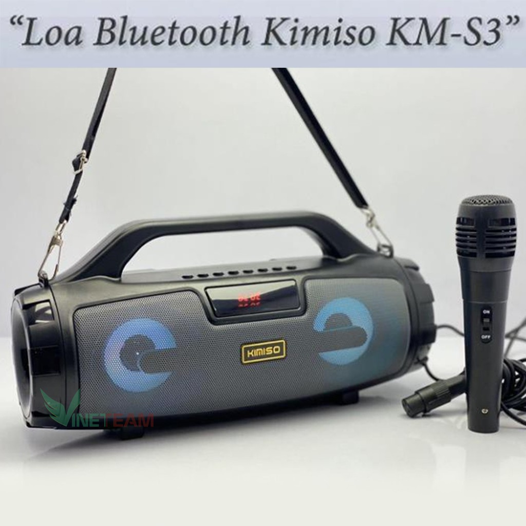 Loa karaoke xách tay KIMISO KM-S3 cực hay có jack cắm micro 6.5mm tích hợp chế độ EQ (đen) Tặng kèm micro -dc4223+dc2969