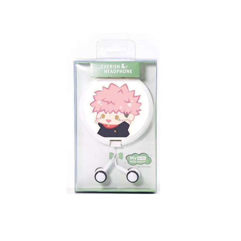Tai nghe hộp tròn in hình JUJUTSU KAISEN VER TẬP THỂ DỤC chibi anime xinh xắn tiện lợi