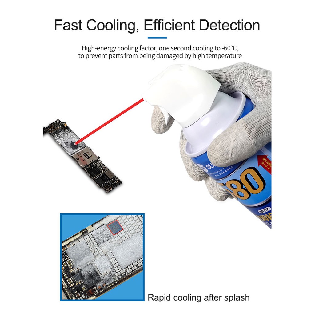 Xịt băng/ xịt bông tuyết test chập, dò chạm mạch sửa điện thoại MaAnt V9 Pro/ Sunshine S580