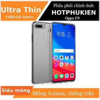 Ốp lưng dẻo silicon cho Oppo F9 hiệu Ultra thin (0.6mm, trong suốt,chống trầy) - Hàng chính hãng