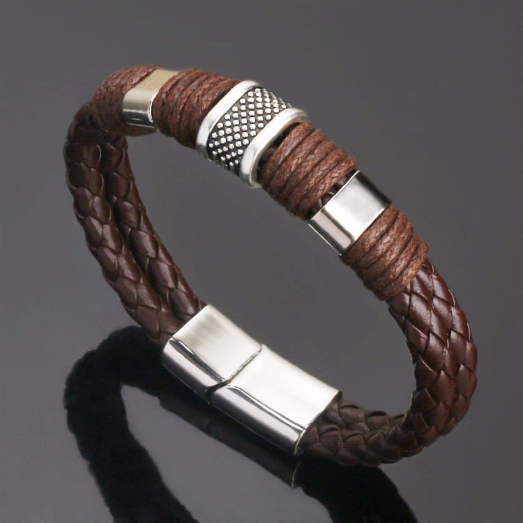 Vòng Tay Nam Lắc Tay Unisex Thời Trang Đeo Tay Nam Nữ Basic Astaaccessories Màu Đen - Vòng Tay Da RETRO