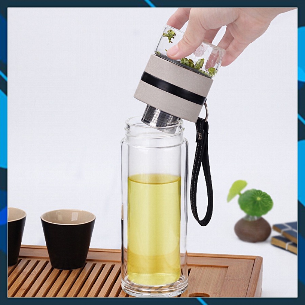 Bình pha trà, bình pha cafe thủy tinh 500ml, bình pha trà thủy tinh 2 lớp cao cấp