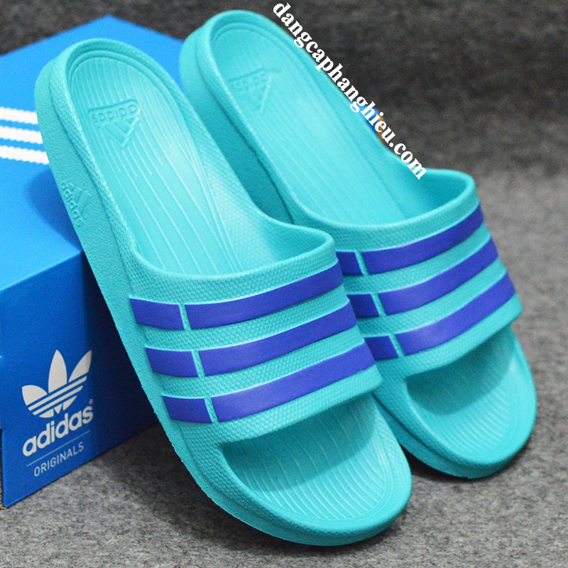 Dép Adidas Duramo màu xanh ngọc sọc xanh dương