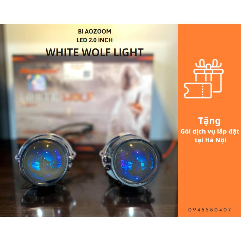 Bộ 2Bi LED Aozoom White Wolf light-Bi Sói Trắng 2.0 inch tích hợp chóa đèn phù hợp cho xe ô tô, xe hơi, xe máy, BH 3 năm