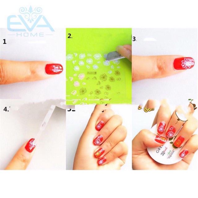 Miếng Dán Móng Tay 3D Nail Sticker Tráng Trí Hoạ Tiết Bông Hoa F482