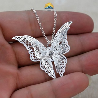 Dây chuyền sợi mảnh mặt hình bướm bạc xinh xắn thời trang cho nữ